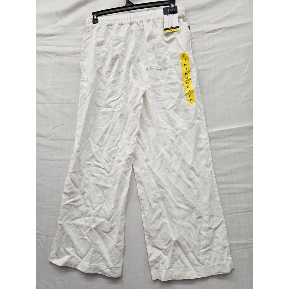 Gap Womens Wide Leg Linen Pants White Linen Blend Relaxed Size Medium - Picture 2 of 6